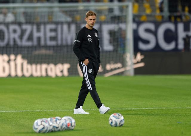 Germany's midfielder Joshua Kimmich walks on the pitch ahead the UEFA Nations League Group A2 between Germany and Greece in Augsburg, southern Germany on September 27, 2026. (Photo by Michaela STACHE / AFP)