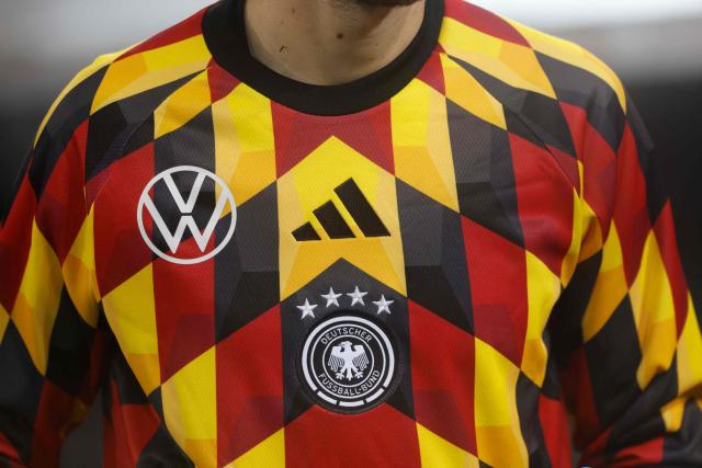 Germany's warm up jersey is pictured ahead the UEFA Nations League Group A2 between Germany and Greece in Augsburg, southern Germany on September 27, 2026. (Photo by Michaela STACHE / AFP)