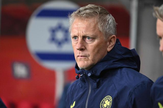 Republic of Ireland coach Heimir Hallgrimsson looks on before the UEFA Nations League Group B3 football match between Israel and the Republic of Ireland at Nagyerdei Stadium in Debrecen, Hungary, on September 27, 2026. (Photo by Attila KISBENEDEK / AFP)