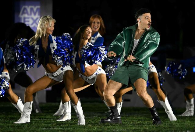 Brazilian singer Pedro Sampaio performs during half time of the NFL match between the Dallas Cowboys and the Baltimore Ravens at the Maracana Stadium in Rio de Janeiro, Brazil, on September 27, 2026. (Photo by MAURO PIMENTEL / AFP)