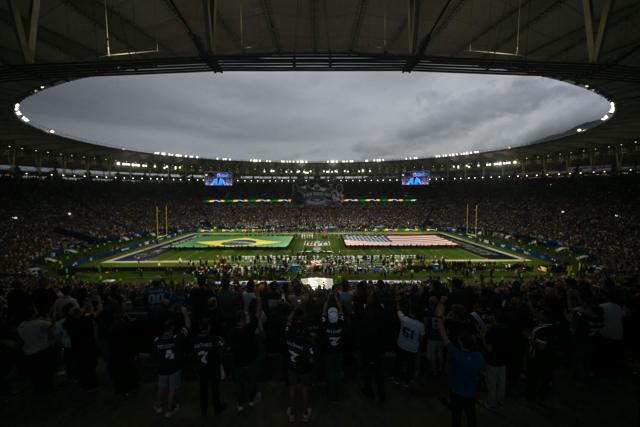 General view ahead of the NFL match between the Dallas Cowboys and the Baltimore Ravens at the Maracana Stadium in Rio de Janeiro, Brazil, on September 27, 2026. (Photo by MAURO PIMENTEL / AFP)
