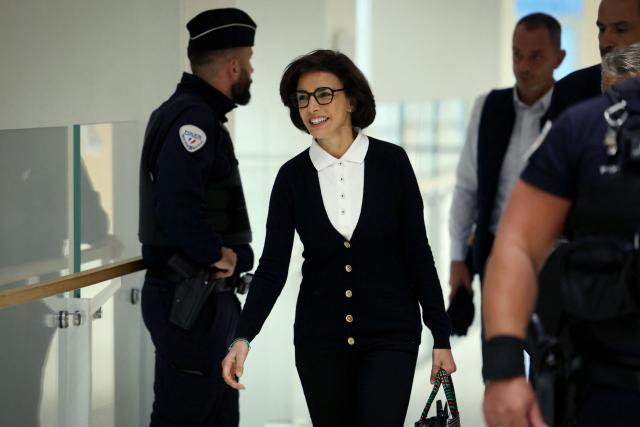 French right-wing politician Rachida Dati arrives for the closing arguments in her trial on corruption charges at the Paris Courthouse on September 28, 2026. Dati stands charged with corruption and influence-peddling over alleged lobbying for Renault-Nissan between October 2009 and February 2013 while she was a member of the European Parliament. (Photo by Thomas SAMSON / AFP)