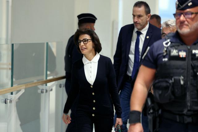 French right-wing politician Rachida Dati arrives for the closing arguments in her trial on corruption charges at the Paris Courthouse on September 28, 2026. Dati stands charged with corruption and influence-peddling over alleged lobbying for Renault-Nissan between October 2009 and February 2013 while she was a member of the European Parliament. (Photo by Thomas SAMSON / AFP)