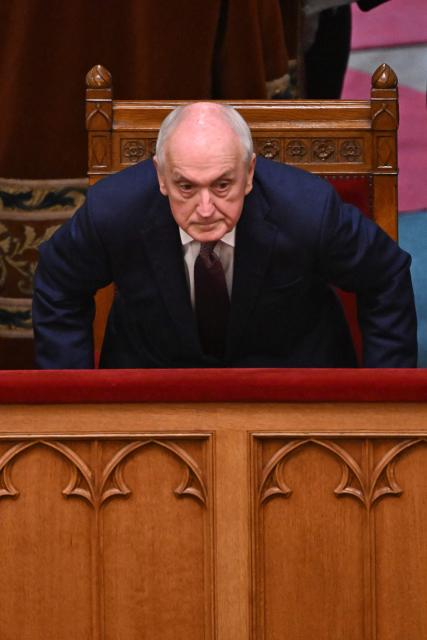 Hungary's President Andras Baka is seen in the presidential box of the parliament chamber in Budapest, Hungary, on September 28, 2026. Lawmakers vote on President Andras Baka's nomination of Zoltan Szathmary as prosecutor general at parliament in Budapest, Hungary, on September 28, 2026. The ruling Tisza party rejects the nomination, reportedly citing Prime Minister Peter Magyar's claim that Szathmary's sibling was implicated in the Ukraine-linked "gold convoy" scandal. (Photo by Attila KISBENEDEK / AFP)