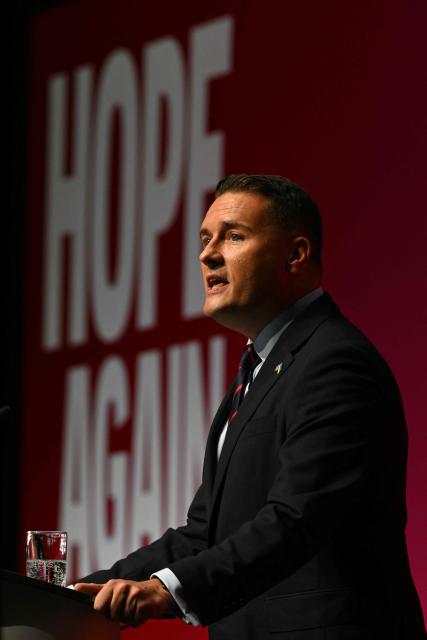 Britain's Defence Secretary Wes Streeting delivers a speech on the second day of the annual Labour Party conference in Liverpool, north-west England, on September 28, 2026. (Photo by Oli SCARFF / AFP)