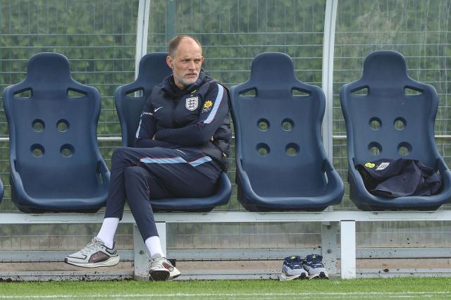 England's German head coach Thomas Tuchel waits for the start of a training session at Tottenham Hotspur's training ground in Enfield, north London on September 28, 2026, on the eve of their UEFA Nations League group stage football match against the Czech Republic. (Photo by Adrian Dennis / AFP)