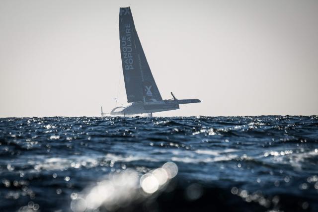 French skipper Armel Le Cleac'h sails his Ultim multihull Banque Populaire during the  24H Ultim event ahead of the Route du Rhum solo sailing race in the Atlantic Ocean off Lorient, western France, on September 25, 2026. The Transatlantic Route du Rhum solo sailing race from Saint-Malo in western France to Pointe-a-Pitre in the French overseas island of Guadeloupe is scheduled to depart on November 1, 2026. (Photo by Loic VENANCE / AFP)