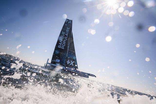 French skipper Armel Le Cleac'h sails his Ultim multihull Banque Populaire during the  24H Ultim event ahead of the Route du Rhum solo sailing race in the Atlantic Ocean off Lorient, western France, on September 25, 2026. The Transatlantic Route du Rhum solo sailing race from Saint-Malo in western France to Pointe-a-Pitre in the French overseas island of Guadeloupe is scheduled to depart on November 1, 2026. (Photo by Loic VENANCE / AFP)