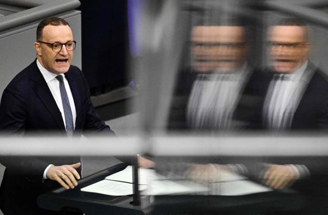 (FILES) Then parliamentary group leader of Germany's Christian Democratic Union (CDU) Jens Spahn addresses members of parliament during a session at the Bundestag, the lower house of parliament, in Berlin, on July 9, 2026. The former leader of the CDU/CSU parliamentary group Jens Spahn of the conservative CDU will no longer be a member of the Bundestag Budget Committee in future. Spahn will give up his seat on the panel, Spahns Bundestag office confirmed to AFP on September 28, 2026. Spahn had come under fire because he missed a committee meeting and photos showed him on vacation at the time. (Photo by John MACDOUGALL / AFP)