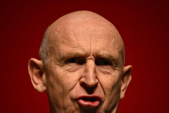 Britain's Chancellor of the Exchequer John Healey delivers a speech on the second day of the annual Labour Party conference in Liverpool, north-west England, on September 28, 2026. (Photo by Oli SCARFF / AFP)