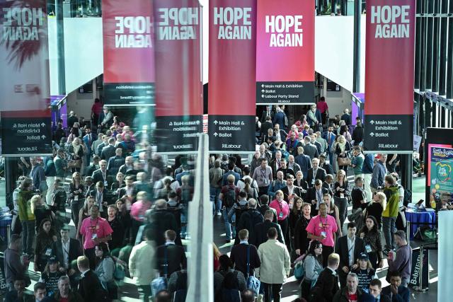 People attend the second day of the annual Labour Party conference in Liverpool, north-west England, on September 28, 2026. (Photo by Oli SCARFF / AFP)