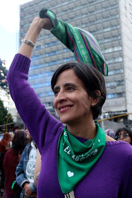 Colombian political scientist and former Environment and Sustainable Development Minister Susana Muhamad takes part in a demonstration marking Global Day of Action for Access to Safe and Legal Abortion in Bogota on September 28, 2026. (Photo by Andrea Ariza / AFP)