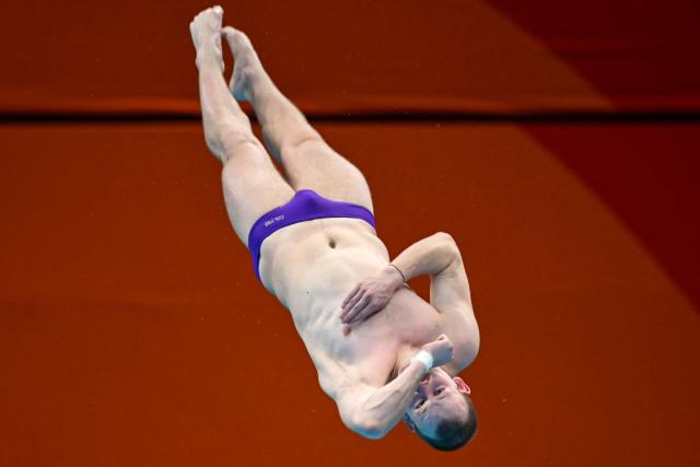 Uzbekistan's Vyacheslav Kachanov competes in the men's 3m springboard final diving event during the 2026 Asian Games at the Tokyo Aquatics Centre in Tokyo on September 29, 2026. (Photo by ANDREW CABALLERO-REYNOLDS / AFP)