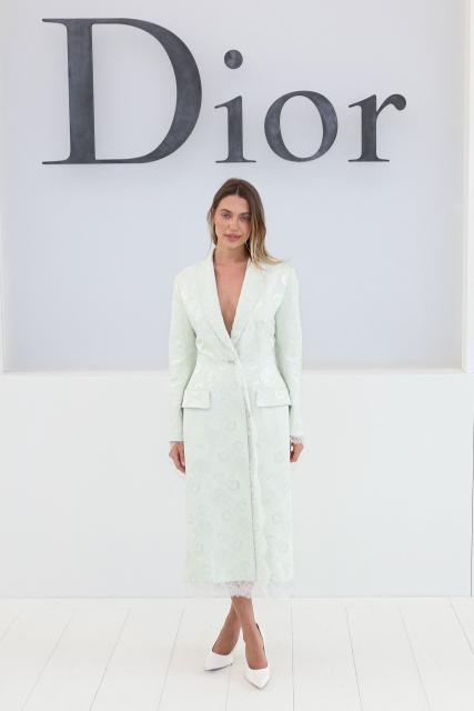 French-born model and socialite Heloise Agostinelli poses for a photocall ahead of the Christian Dior Women's Spring/Summer 2027 collection fashion show as part of the Paris Fashion Week, in Paris on September 29, 2026. (Photo by Xavier GALIANA / AFP)