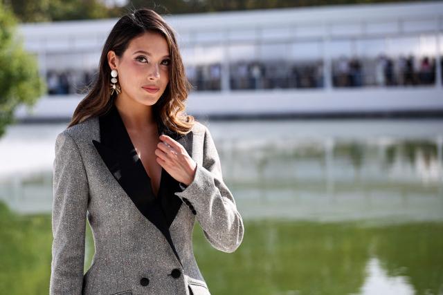 Chinese-US skier Eileen Gu poses ahead of the Christian Dior Women's Spring/Summer 2027 collection fashion show as part of the Paris Fashion Week, in Paris on September 29, 2026. (Photo by SIMON WOHLFAHRT / AFP)