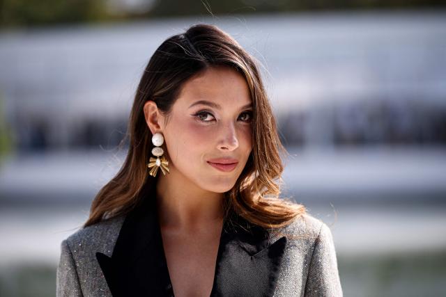 Chinese-US skier Eileen Gu poses ahead of the Christian Dior Women's Spring/Summer 2027 collection fashion show as part of the Paris Fashion Week, in Paris on September 29, 2026. (Photo by SIMON WOHLFAHRT / AFP)