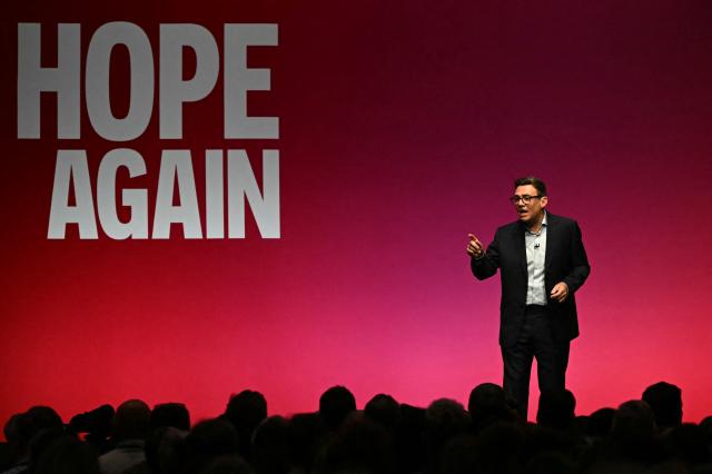Britain's Prime Minister Andy Burnham delivers a speech on the third day of the annual Labour Party conference in Liverpool, north-west England, on September 29, 2026. (Photo by Paul ELLIS / AFP)