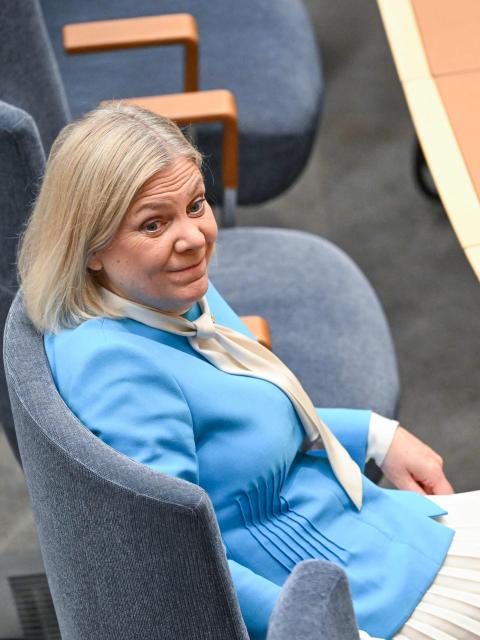 Sweden's Social Democratic Party leader Magdalena Andersson attends the opening of the Swedish Parliament Riksdagen on September 29, 2026 in Stockholm, as the parliament meets for the first plenary session after the general elections. (Photo by Jonathan NACKSTRAND / AFP)