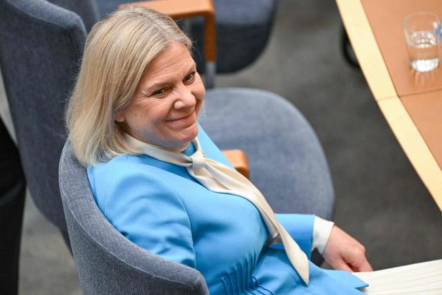 Sweden's Social Democratic Party leader Magdalena Andersson attends the opening of the Swedish Parliament Riksdagen on September 29, 2026 in Stockholm, as the parliament meets for the first plenary session after the general elections. (Photo by Jonathan NACKSTRAND / AFP)