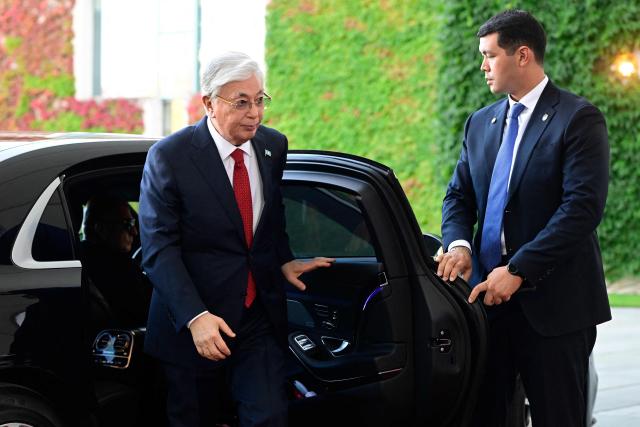 Kazakhstan's President Kassym-Jomart Tokayev arrives for a meeting with the German Chancellor at the Chancellery in Berlin on September 29, 2026. (Photo by John MACDOUGALL / AFP)