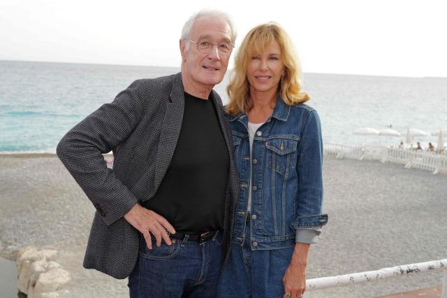 French actor Bernard Le Coq (L) and French actress Pascale Arbillotpose during a photocall for "Camembert" movie at the Cineroman film festival in Nice, southeastern France on September 29, 2026. (Photo by Valery HACHE / AFP)