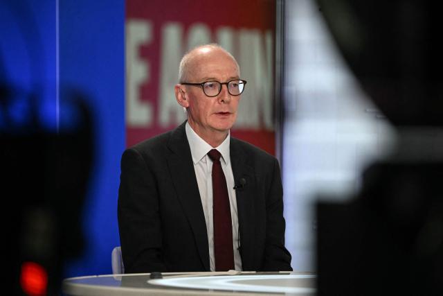 Britain's Pensions Secretary Pat McFadden gives a TV interview ahead of the start of the final day of the annual Labour Party conference in Liverpool, north-west England, on September 30, 2026. (Photo by Paul ELLIS / AFP)