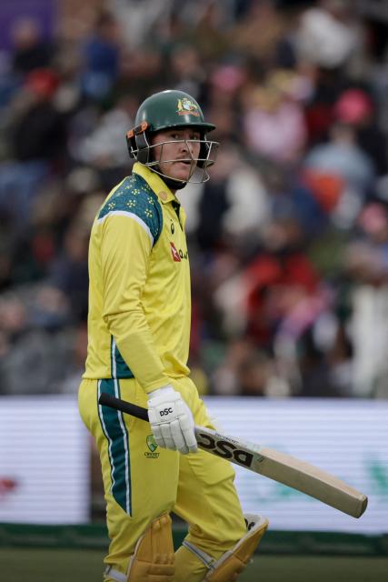 Australia's Matthew Renshaw walks back to the pavillion after his dismissal during the third one-day international (ODI) cricket match between South Africa and Australia at Senwes Park in Potchefstroom on September 30, 2026. (Photo by PHILL MAGAKOE / AFP)