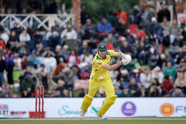Australia's Cameron Green plays a shot during the third one-day international (ODI) cricket match between South Africa and Australia at Senwes Park in Potchefstroom on September 30, 2026. (Photo by PHILL MAGAKOE / AFP)