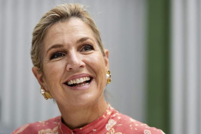 Netherlands' Queen Maxima looks on during a visit to robotics company VCU Robotics, part of a trip focusing on daily life in Urk, with initiatives concerning entrepreneurship, growing up, young people, the elderly and community spirit, in Urk on September 30, 2026. (Photo by Remko de Waal / ANP / AFP) / Netherlands OUT