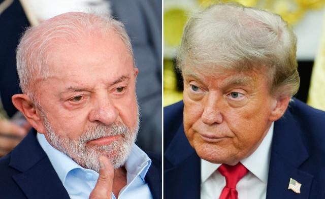 (COMBO) This combination of file pictures created on Setember 30, 2026, shows Brazil's President and re-election candidate Luiz Inacio Lula da Silva at the Planalto Palace in Brasilia on September 8, 2026; and US President Donald Trump in the Oval Office of the White House in Washington, DC, on June 24, 2026. US officially remains on the sidelines of Brazil's hotly contested election campaign, but behind the scenes, Donald Trump clearly leans toward right-wing candidate Jair Bolsonaro, the rival of leftist President Luiz Inacio Lula da Silva. (Photo by Aaron Schwartz and Sergio LIMA / AFP)