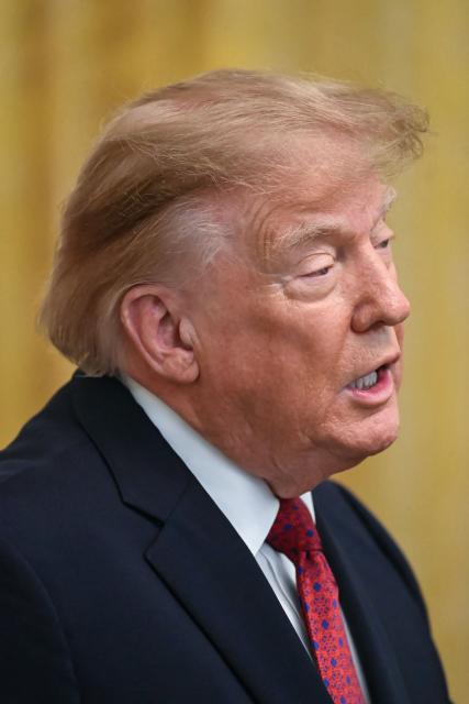 US President Donald Trump speaks during an event celebrating Hispanic Heritage Month in the East Room of the White House in Washington, DC, on September 30, 2026. (Photo by Kent NISHIMURA / AFP)