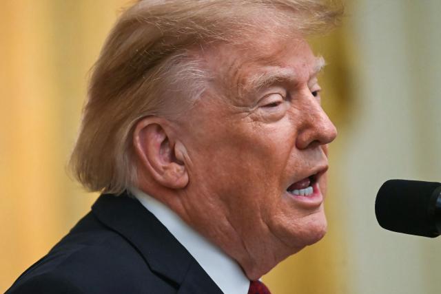 US President Donald Trump speaks during an event celebrating Hispanic Heritage Month in the East Room of the White House in Washington, DC, on September 30, 2026. (Photo by Kent NISHIMURA / AFP)