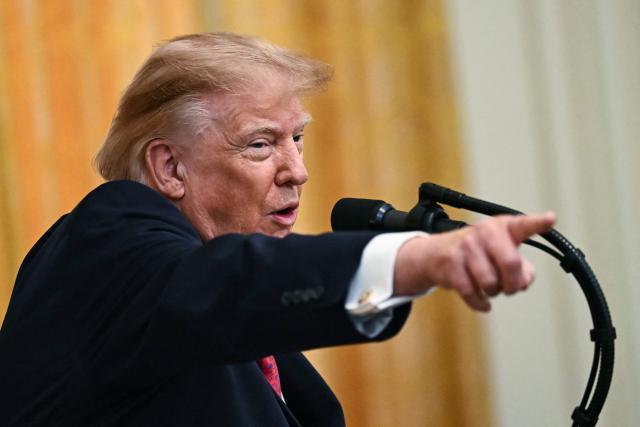 US President Donald Trump speaks during an event celebrating Hispanic Heritage Month in the East Room of the White House in Washington, DC, on September 30, 2026. (Photo by Kent NISHIMURA / AFP)