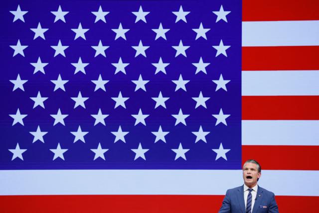 US Defense Secretary Pete Hegseth delivers the State of the Force address in Quantico, Virginia, on September 30, 2026. (Photo by Evan Vucci / POOL / AFP)