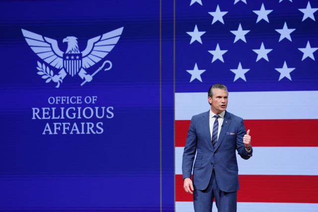 US Defense Secretary Pete Hegseth delivers the State of the Force address in Quantico, Virginia, on September 30, 2026. (Photo by Evan Vucci / POOL / AFP)