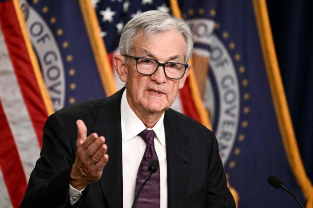 (FILES) US Federal Reserve Chair Jerome Powell speaks during a press conference following the Federal Open Market Committee meeting at the Federal Reserve Board Building in Washington, DC, on March 18, 2026. US President Donald Trump called on September 30 2026 for former Federal Reserve chief Jerome Powell to quit the central bank's board, despite a government watchdog finding no criminal conduct in renovations of the Fed's headquarters. (Photo by Brendan SMIALOWSKI / AFP)