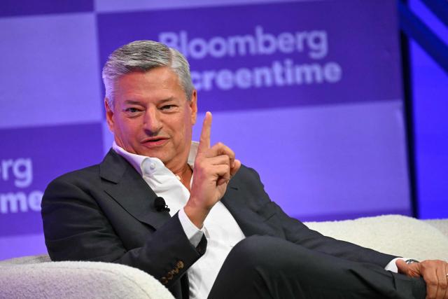 Co-CEO of Netflix Ted Sarandos speaks during the Bloomberg Screentime 2026 conference in Los Angeles, on September 30, 2026. (Photo by Patrick T. Fallon / AFP)
