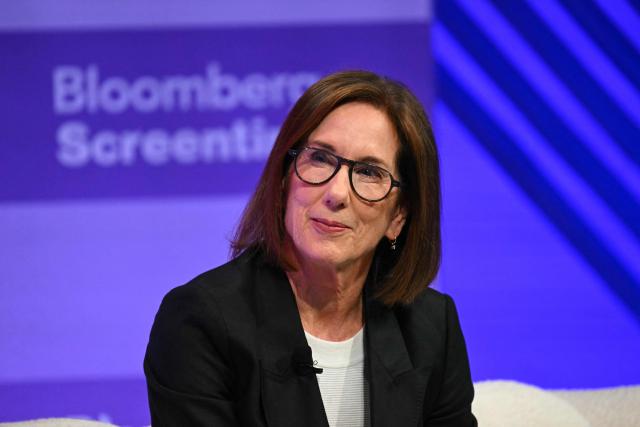 US producer Kathleen Kennedy speaks during the Bloomberg Screentime 2026 conference in Los Angeles, on September 30, 2026. (Photo by Patrick T. Fallon / AFP)