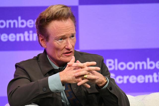 US Comedian host Conan O'Brien speaks during the Bloomberg Screentime 2026 conference in Los Angeles, on September 30, 2026. (Photo by Patrick T. Fallon / AFP)