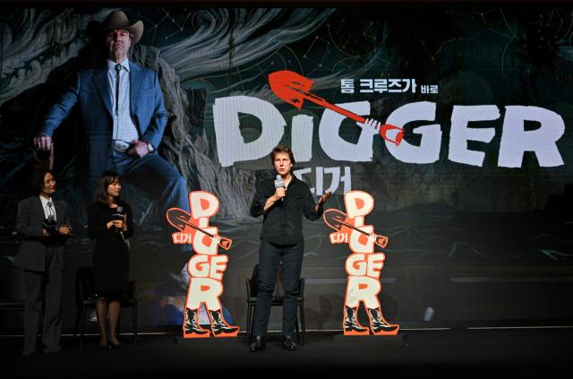 American actor Tom Cruise speaks during a press conference for the film "Digger" in Seoul on October 1, 2026. (Photo by Jung Yeon-je / AFP)