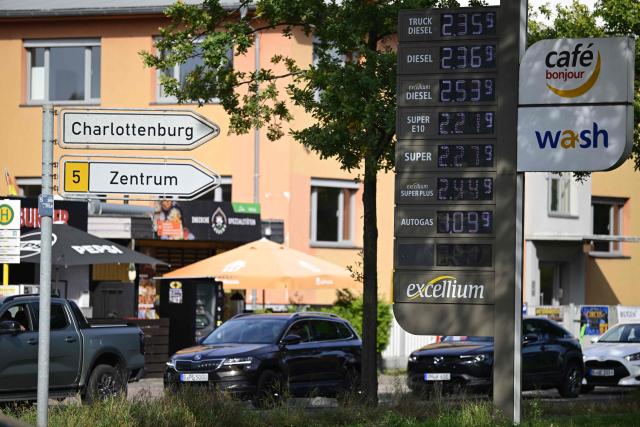 This photo taken on the afternoon of October 1, 2026, shows fuel prices displayed at a petrol station in Berlin's Spandau district. German motorists began paying less to fill their cars on October 1, 2026 as fuel subsidies aimed at softening the impact of the Middle East war energy shock came into force.
The subsidy is officially set at 17 cents a litre, though factors such as current oil prices and exchange rates can affect how much the discount is at the pump.
As in many other countries, Europe's biggest economy has seen prices at the pump surge as the US war against Iran drags on, causing major disruptions to fuel supplies from the Middle East. (Photo by John MACDOUGALL / AFP)