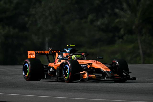 McLaren's British driver Lando Norris drives during the second practice session ahead of the Formula One Bahrain Grand Prix in Sepang on October 2, 2026. (Photo by Lillian SUWANRUMPHA / AFP)