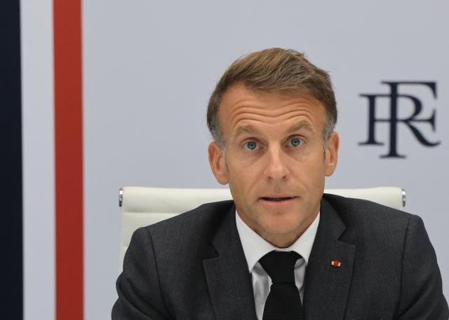 French President Emmanuel Macron speaks following a videoconference with G7 leaders from the Élysée Presidential Palace in Paris on October 2, 2026. G7 leaders were holding talks on October 2, 2026, to coordinate action on tackling high fuel prices, after Washington upped pressure on Europe to release its strategic reserves or face a US diesel export ban. (Photo by Ludovic MARIN / POOL / AFP)
