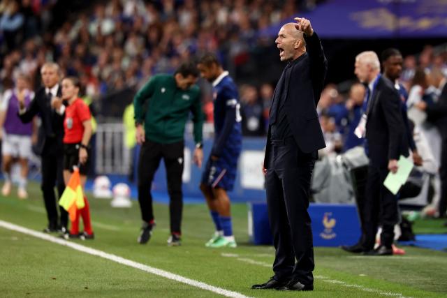 France's head coach Zinedine Zidane gestures during the UEFA Nations League, league A day 3: Group 1, football match between France and Italy at the Stade de France stadium in Saint-Denis, near Paris, on October 2, 2026. (Photo by FRANCK FIFE / AFP)