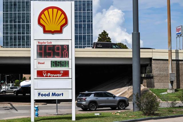 Gasoline prices are seen at a Shell gas station in Houston, on October 2, 2026. Global oil prices have risen sharply since US President Donald Trump and US ally Israel launched the war against Iran in late February, with Tehran's retaliatory action targeting Washington's allies in the Gulf and virtually shutting a key energy trading route. (Photo by RONALDO SCHEMIDT / AFP)