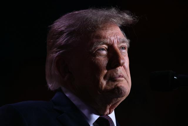 US President Donald Trump speaks during a midterm campaign rally at The Mitchell Center of the University of South Alabama in Mobile, Alabama on October 2, 2026. (Photo by Brendan SMIALOWSKI / AFP)
