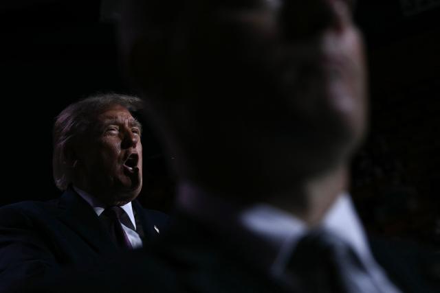 US President Donald Trump speaks during a midterm campaign rally at The Mitchell Center of the University of South Alabama in Mobile, Alabama on October 2, 2026. (Photo by Brendan SMIALOWSKI / AFP)
