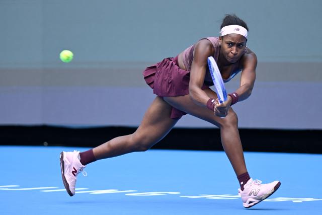 USA's Coco Gauff hits a return to Colombia´s Camila Osorio during their women's singles second round tennis match at the China Open tennis tournament in Beijing on October 3, 2026. (Photo by WANG Zhao / AFP)