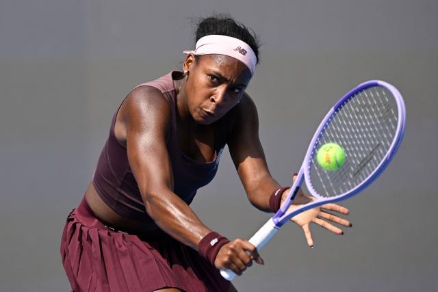 USA's Coco Gauff hits a return to Colombia´s Camila Osorio during their women's singles second round tennis match at the China Open tennis tournament in Beijing on October 3, 2026. (Photo by WANG Zhao / AFP)