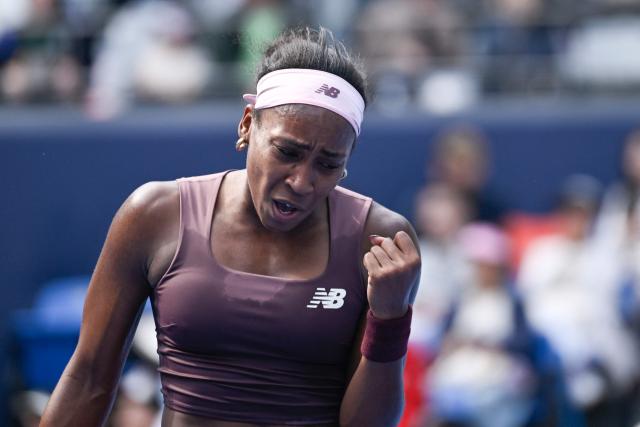 USA's Coco Gauff reacts during the women's singles second round tennis match against Colombia's Camila Osorio at the China Open tennis tournament in Beijing on October 3, 2026. (Photo by WANG Zhao / AFP)